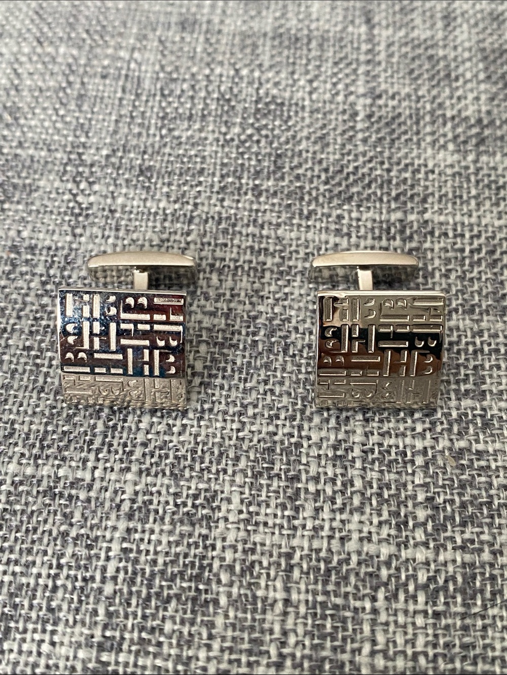 Hugo Boss Silver Textured Square Cufflinks